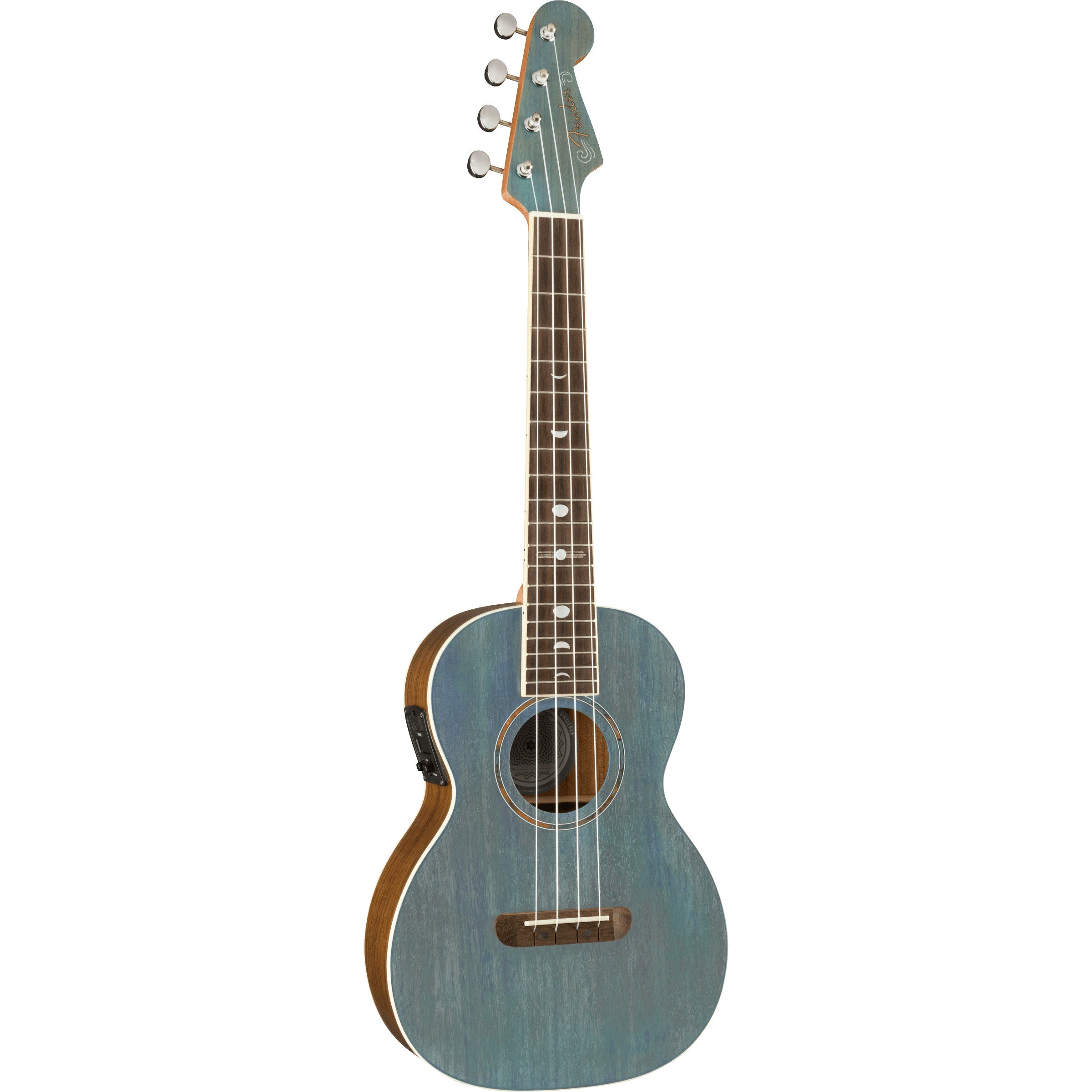 Fender Dhani Harrison Ukulele Turquoise WN elektrisch-akoestische tenor ukelele