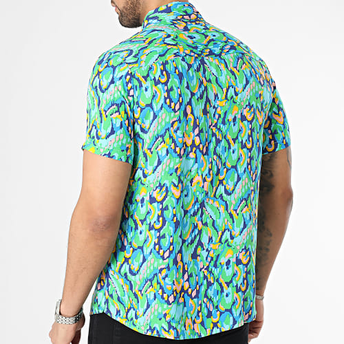 Chemise Manches Courtes Vert Bleu
