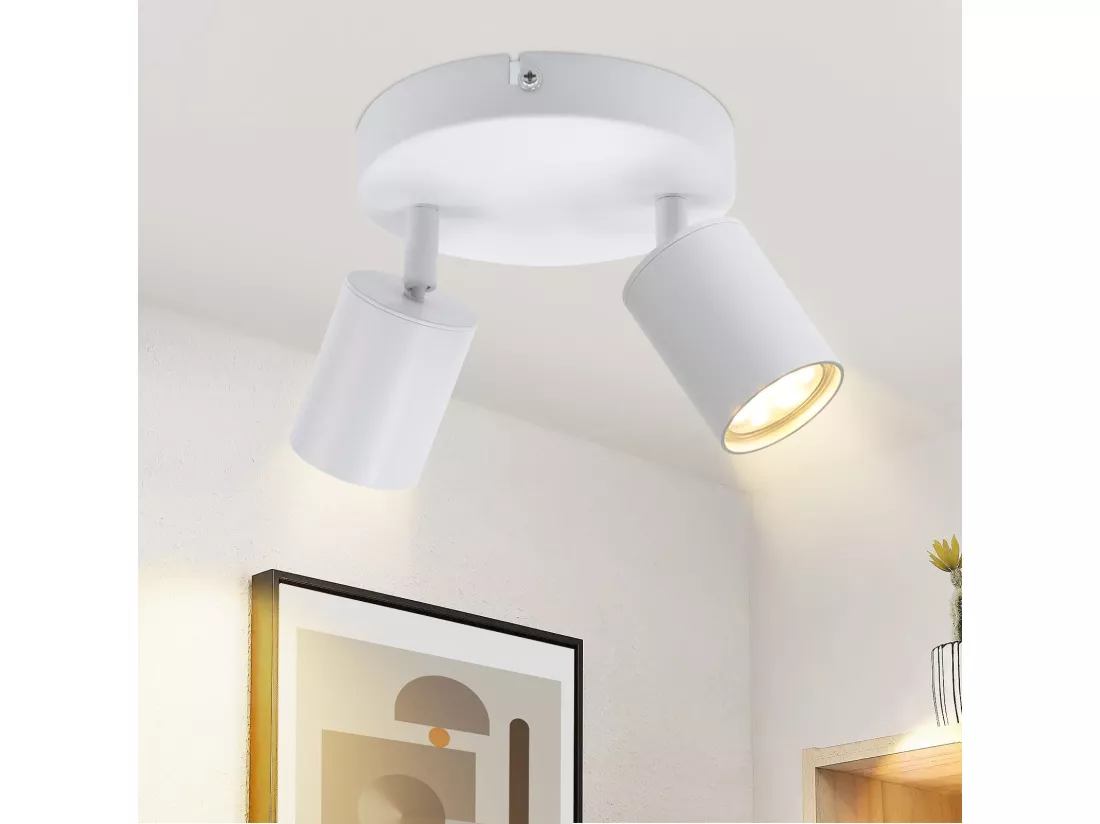 NETTLIFE spot plafond 2 ampoules noir GU10 salon plafonnier moderne orientable