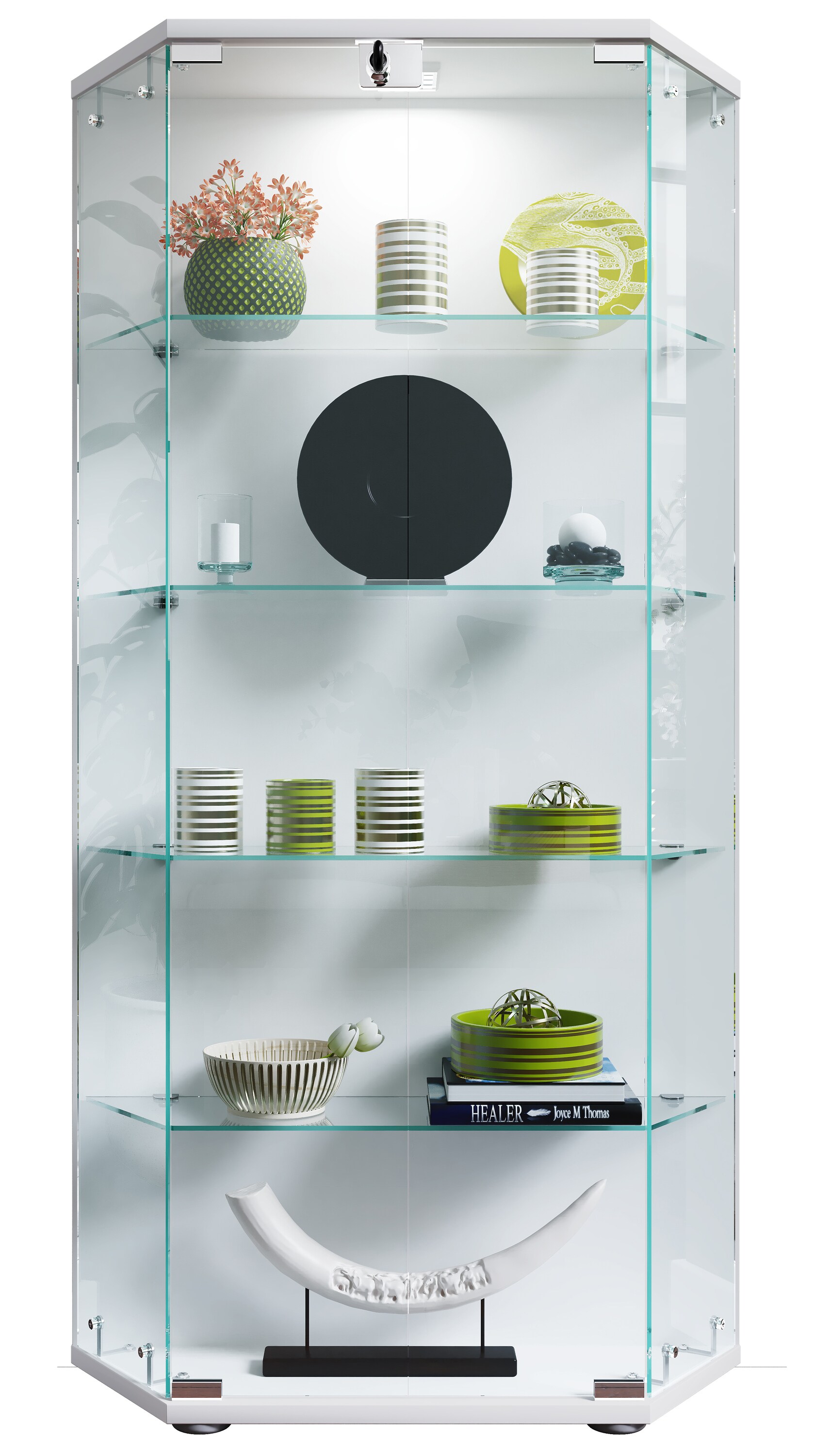 VCM Holz Glas Vitrine Sammelvitrine Glasvitrine Schaukasten Standvitrine Cenila L