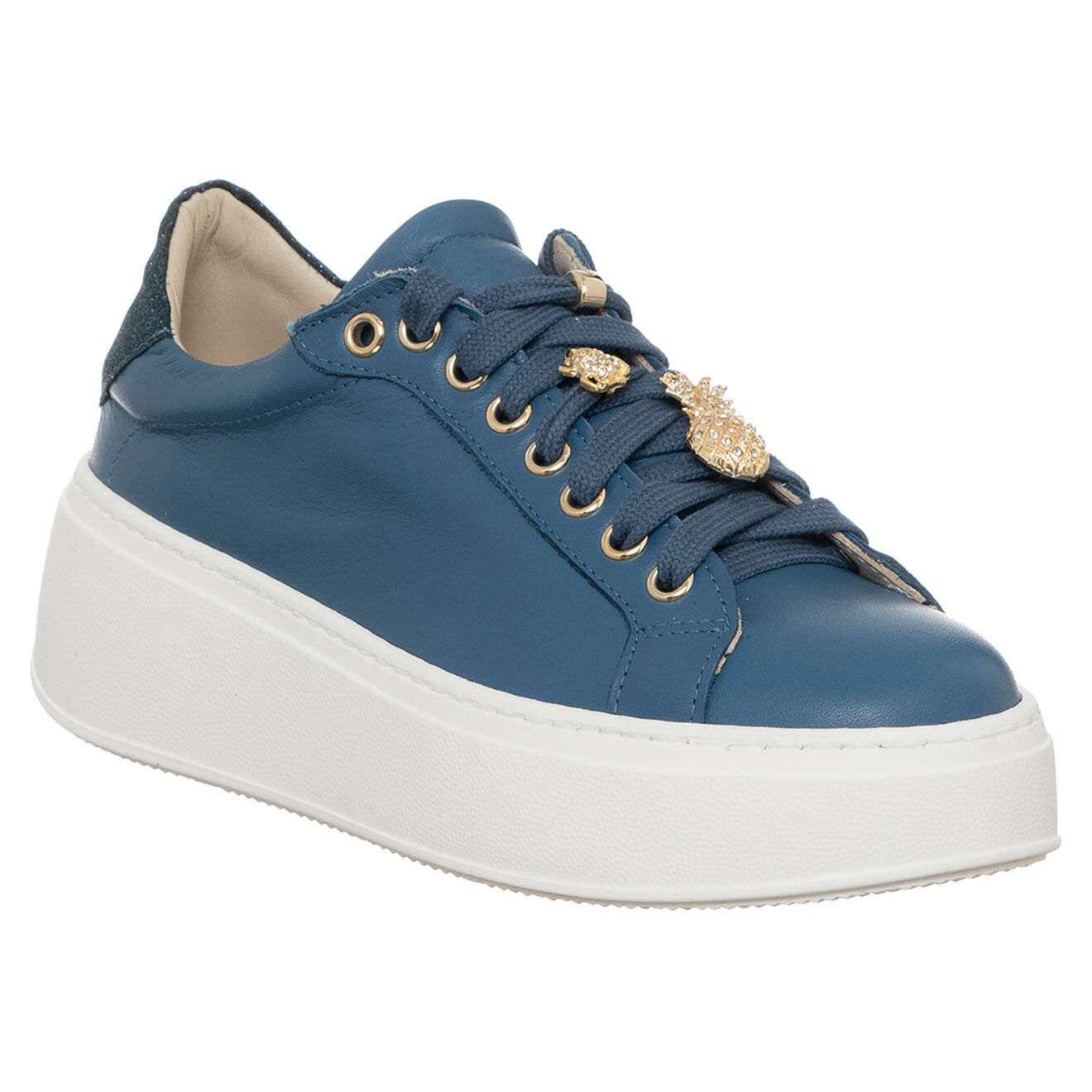 Loretta Pettinari Sneakers en Cuir Maé bleu foncé