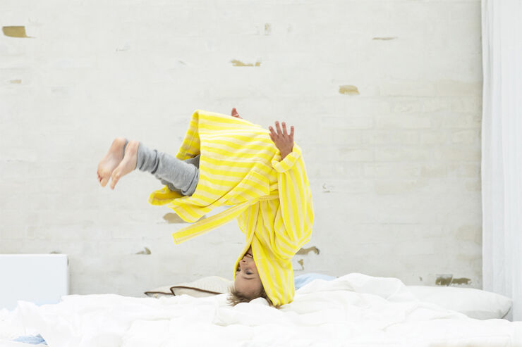 Bongusta Naram Kids Bathrobe Pristine & neon yellow