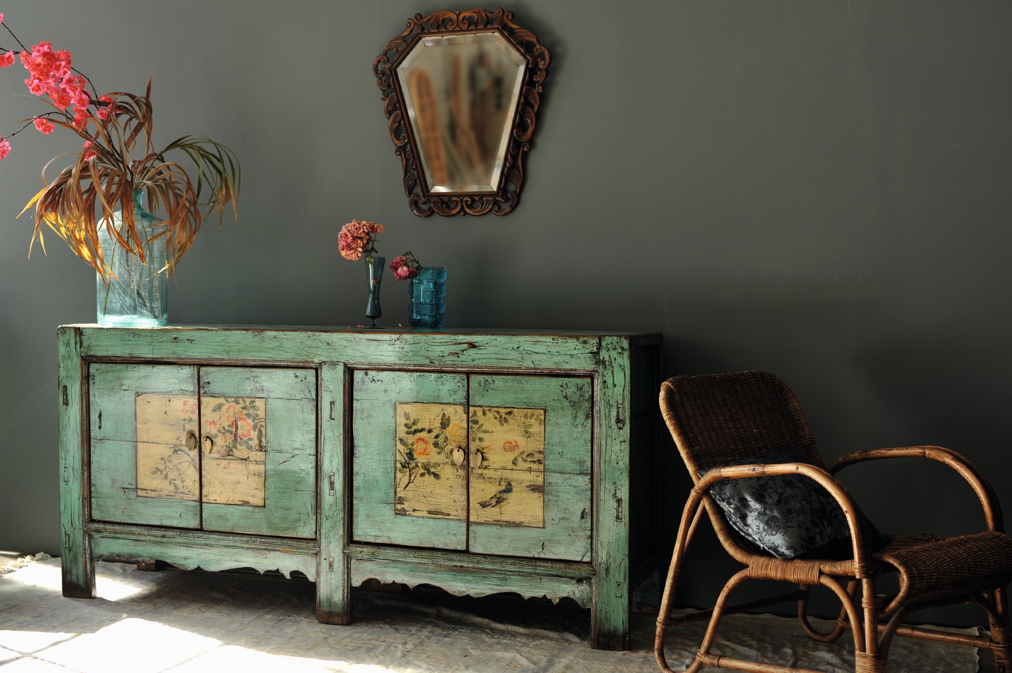 Sideboard 'Mésange', blau, T 45 cm, B 150 cm, H 86 cm von fischer's lagerhaus