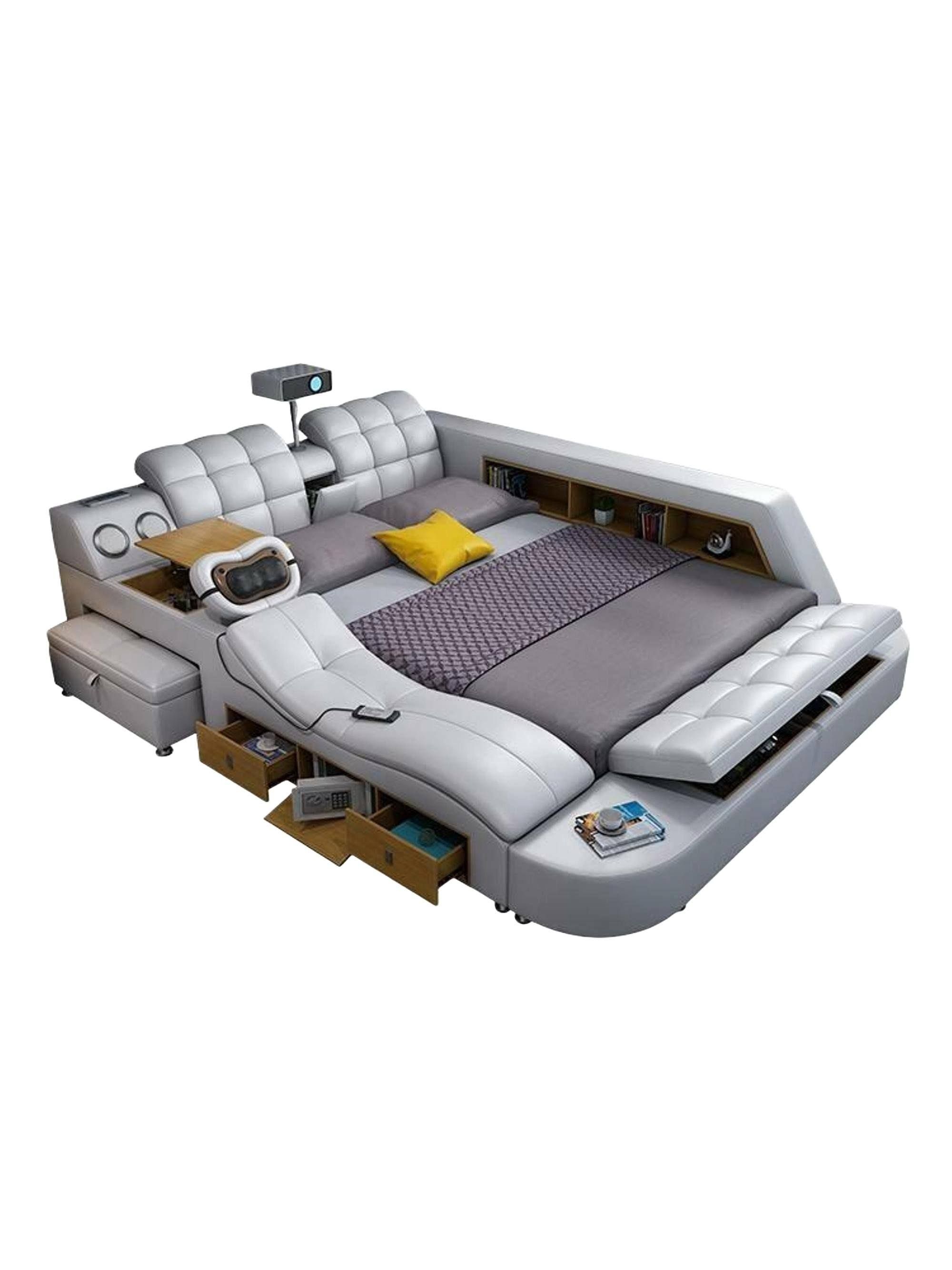 jvmoebel Bett Multifunktion Betten tv beamer usb led Massage Funktion Hotel Luxus