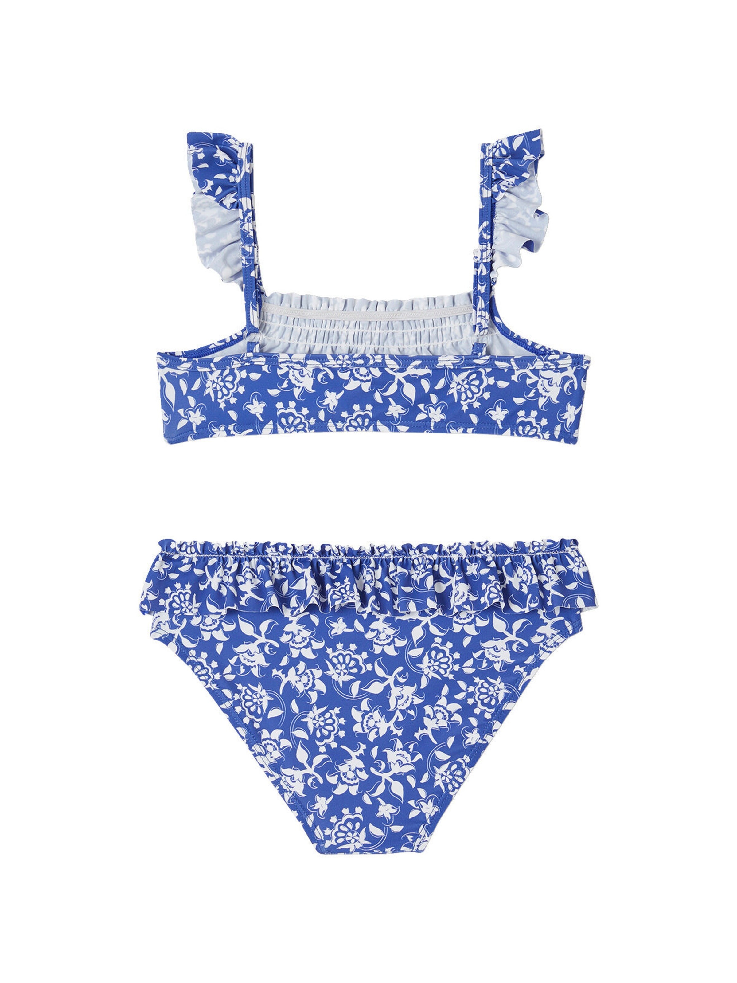 Vertbaudet Capsule Bademode Team Familie: Mädchen Bikini blau/weiß geblümt