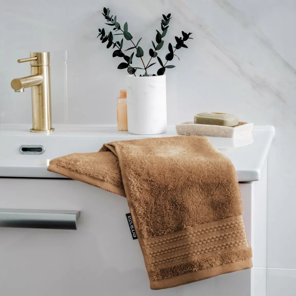 Serviette de bain coton bio (30 x 50 cm) Méline Camel