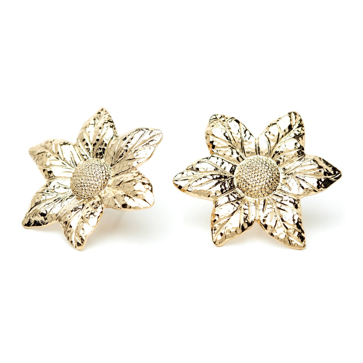 boucles d'oreilles puces fleurs doré à l'or fin - HESPÉRIS