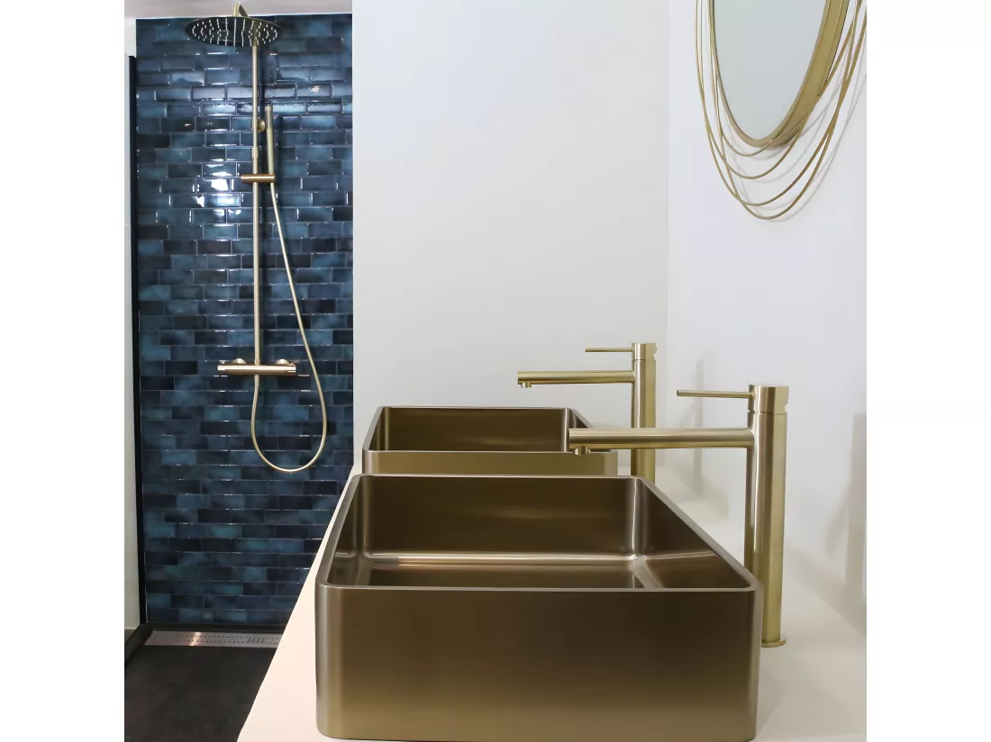 Luisa mitigeur lavabo haut or brossé - Essebagno