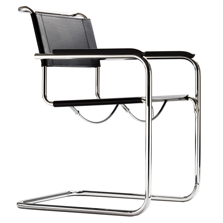 Thonet S34 stoel zwart met chroom onderstel