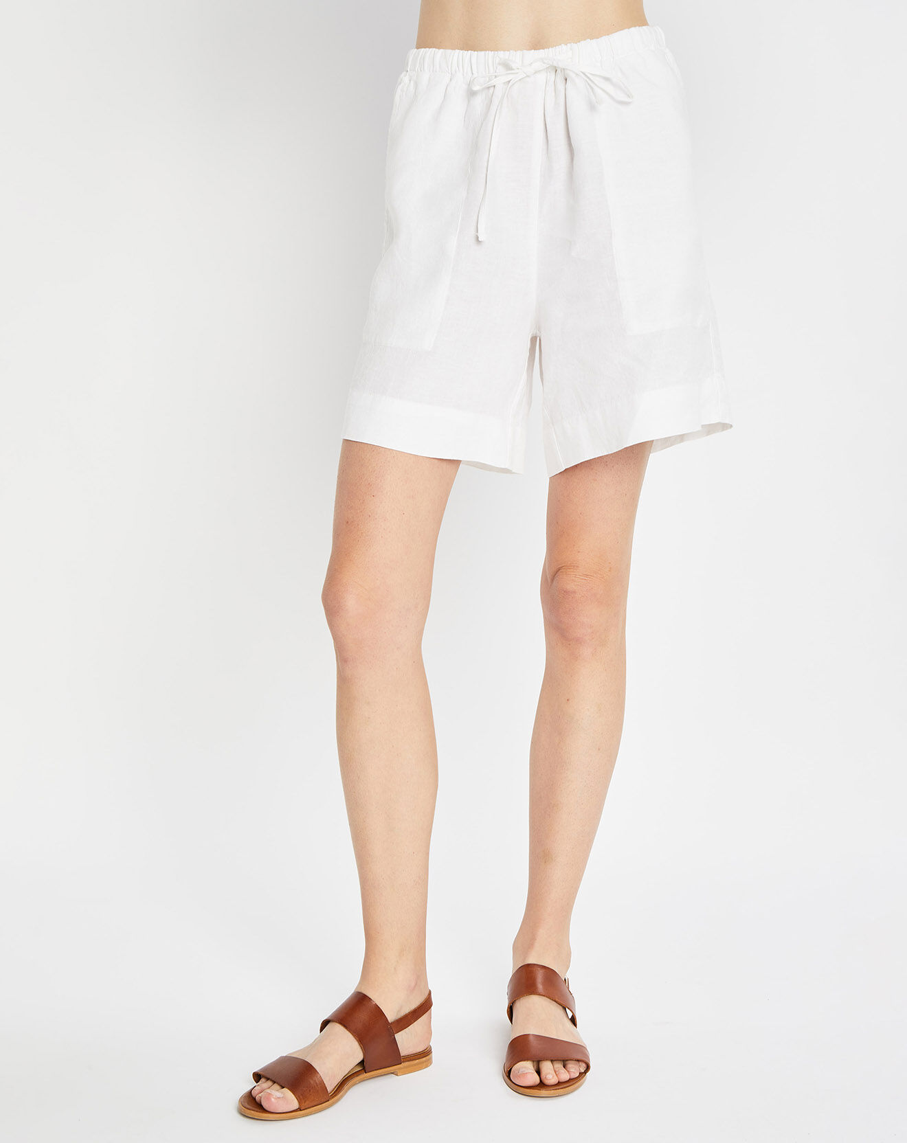 Marc O'Polo Short 100% Lin Elastique Kl blanc