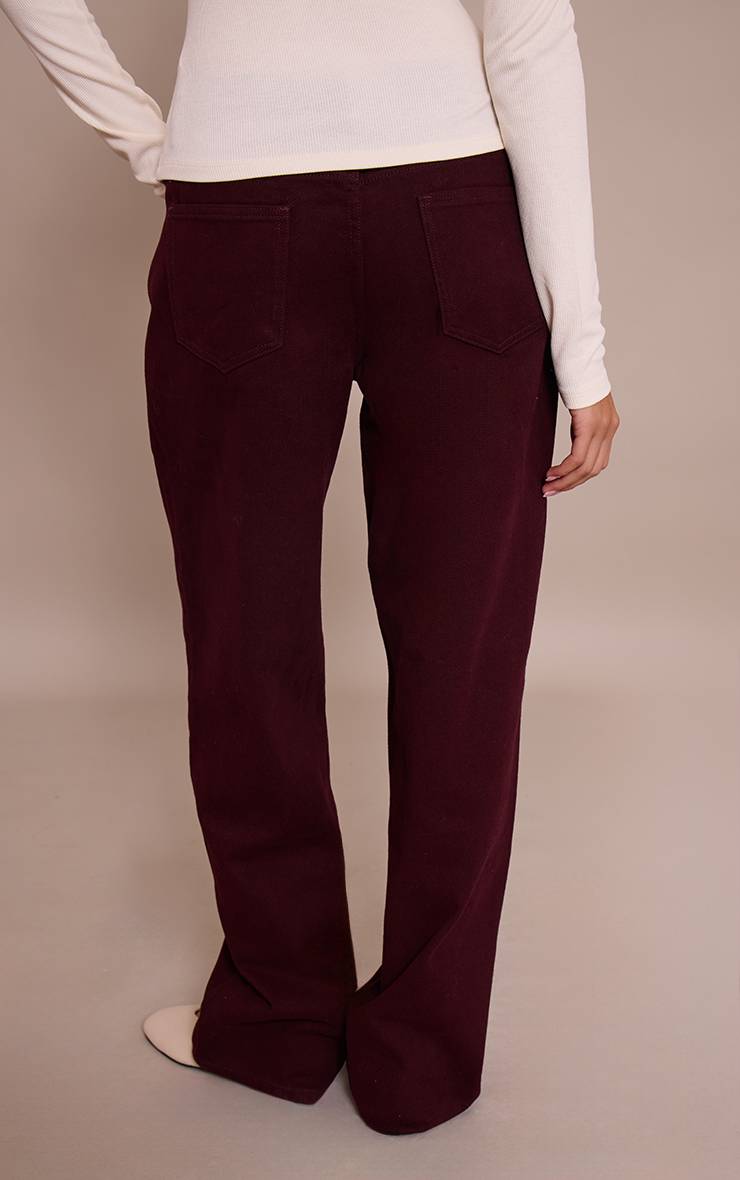 Rouge Bordeaux Jean Droit Taille Mi-haute