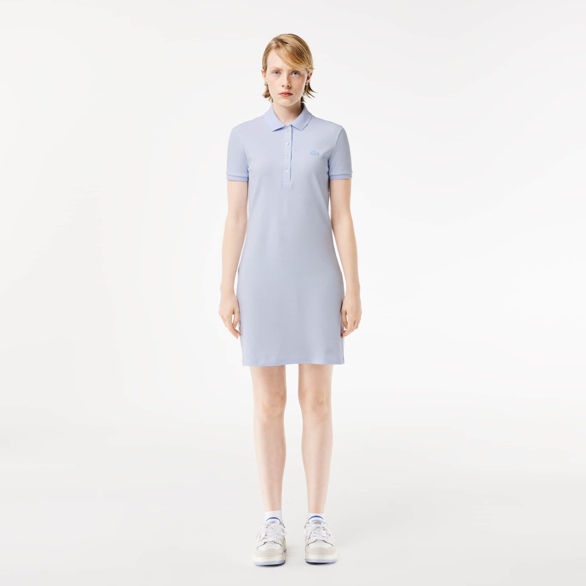 Robe polo en piqué de coton stretch Robes & Jupes - Bleu - Lacoste - Femme