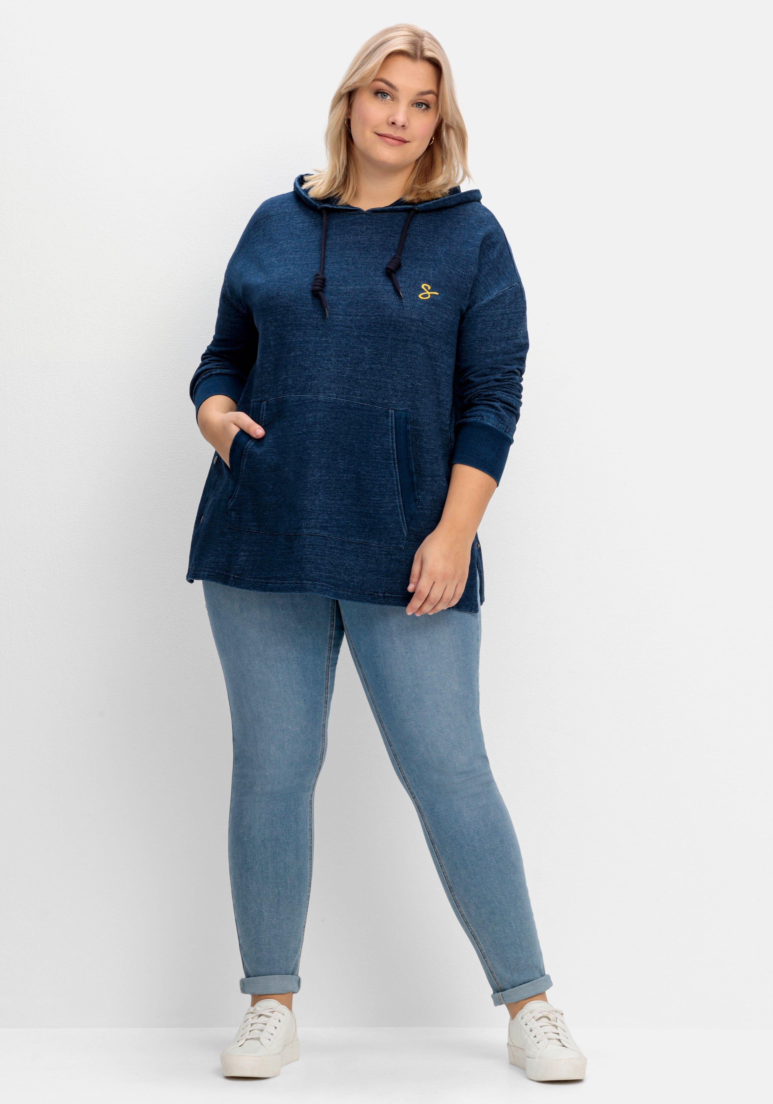 Kapuzensweatshirt mit Kängurutasche, in Denim-Optik