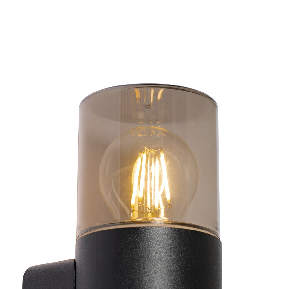 Moderne zwarte buitenwandlamp met gerookte kap IP44 - Odense