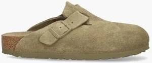 Birkenstock Suede Leather Boston Platte Schoenen Green