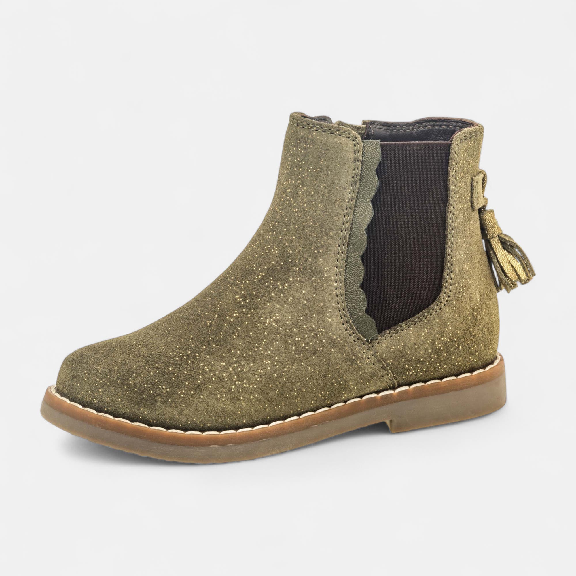 Bottines Fille en cuir kaki
