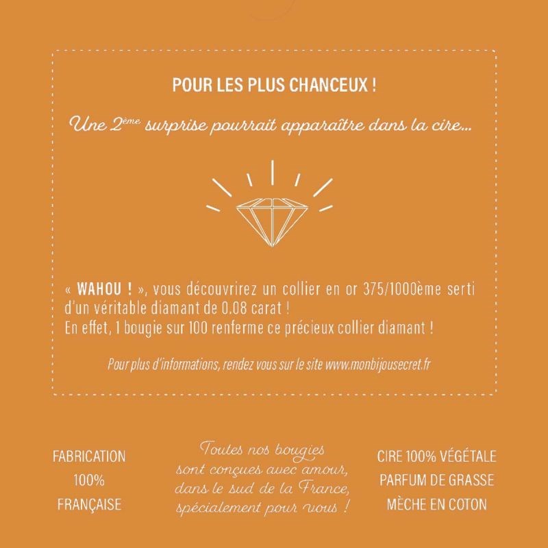 Bougie Bijou Collier doré - Parfum Pain d'épices - 40h