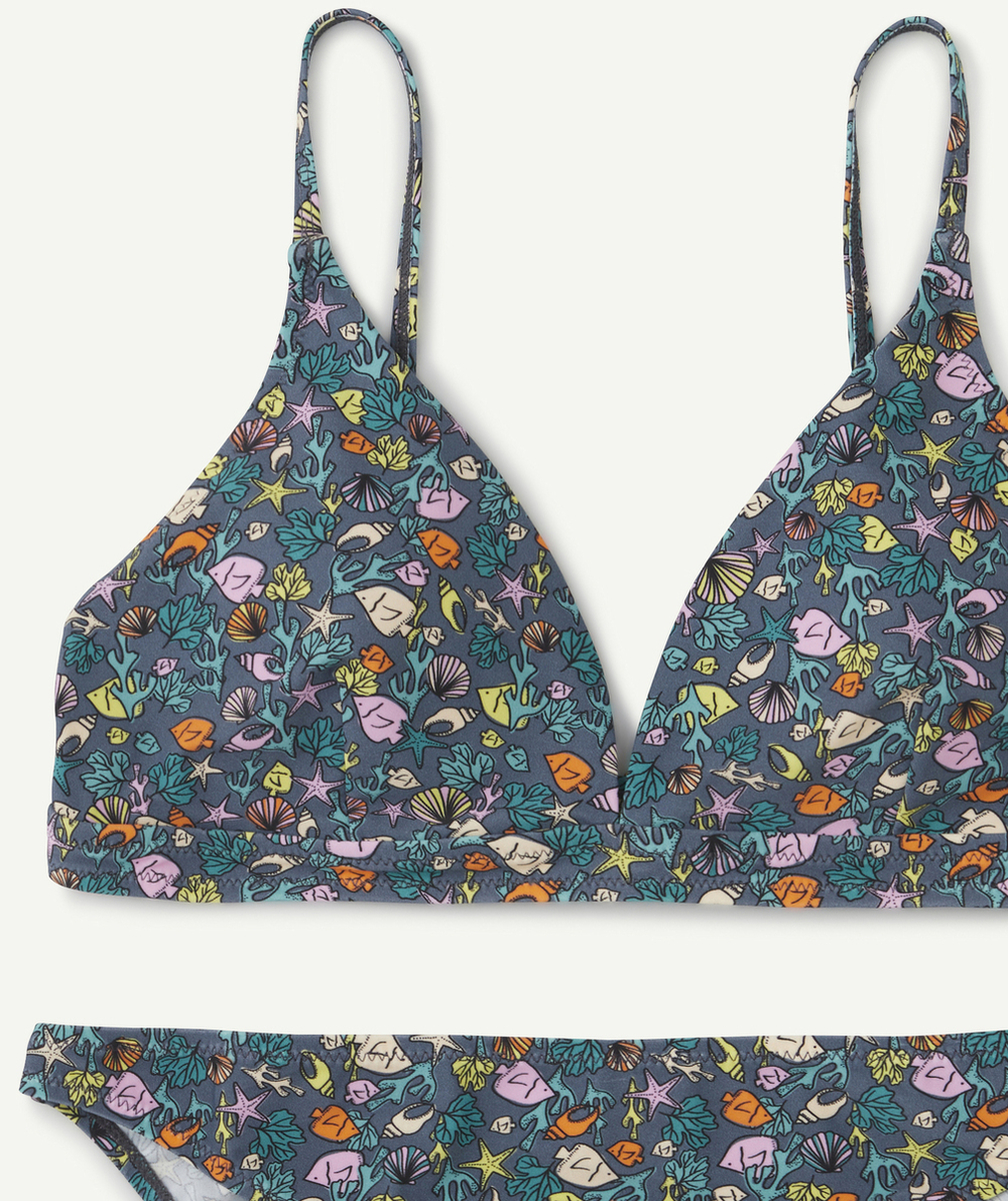 MAILLOT DE BAIN 2 PIÈCES FEMME EN FIBRE RECYCLÉES IMPRIMÉ MARIN
