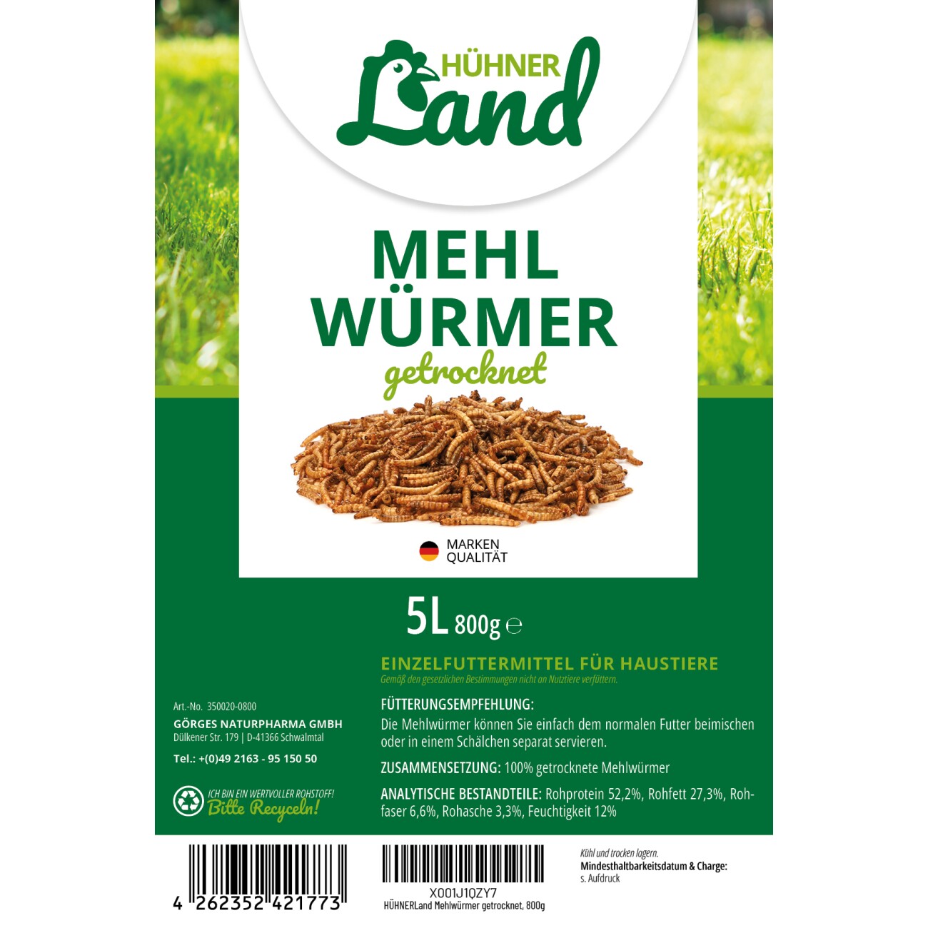HÜHNER Land Edel Mehlwürmer 800g