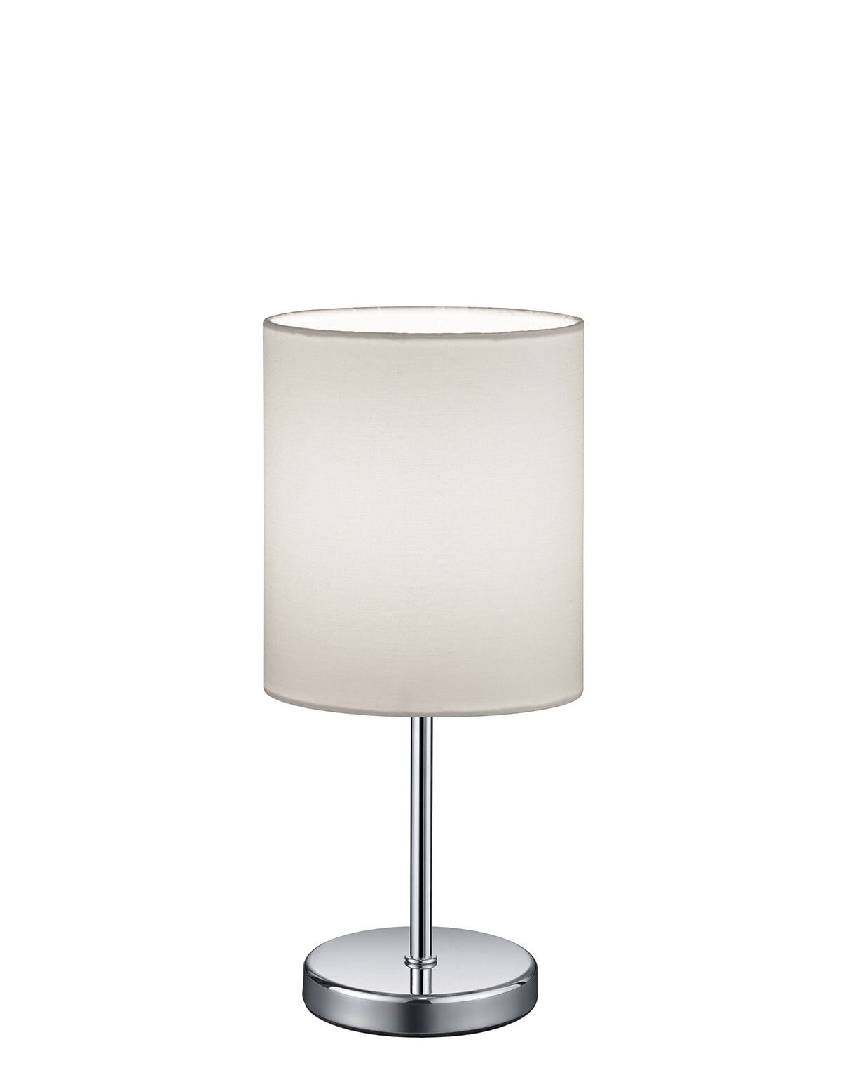 Retrofit Tischlampe Jerry chromfarbig weiß 28cm 13cm Metall Textil Schnurschalter