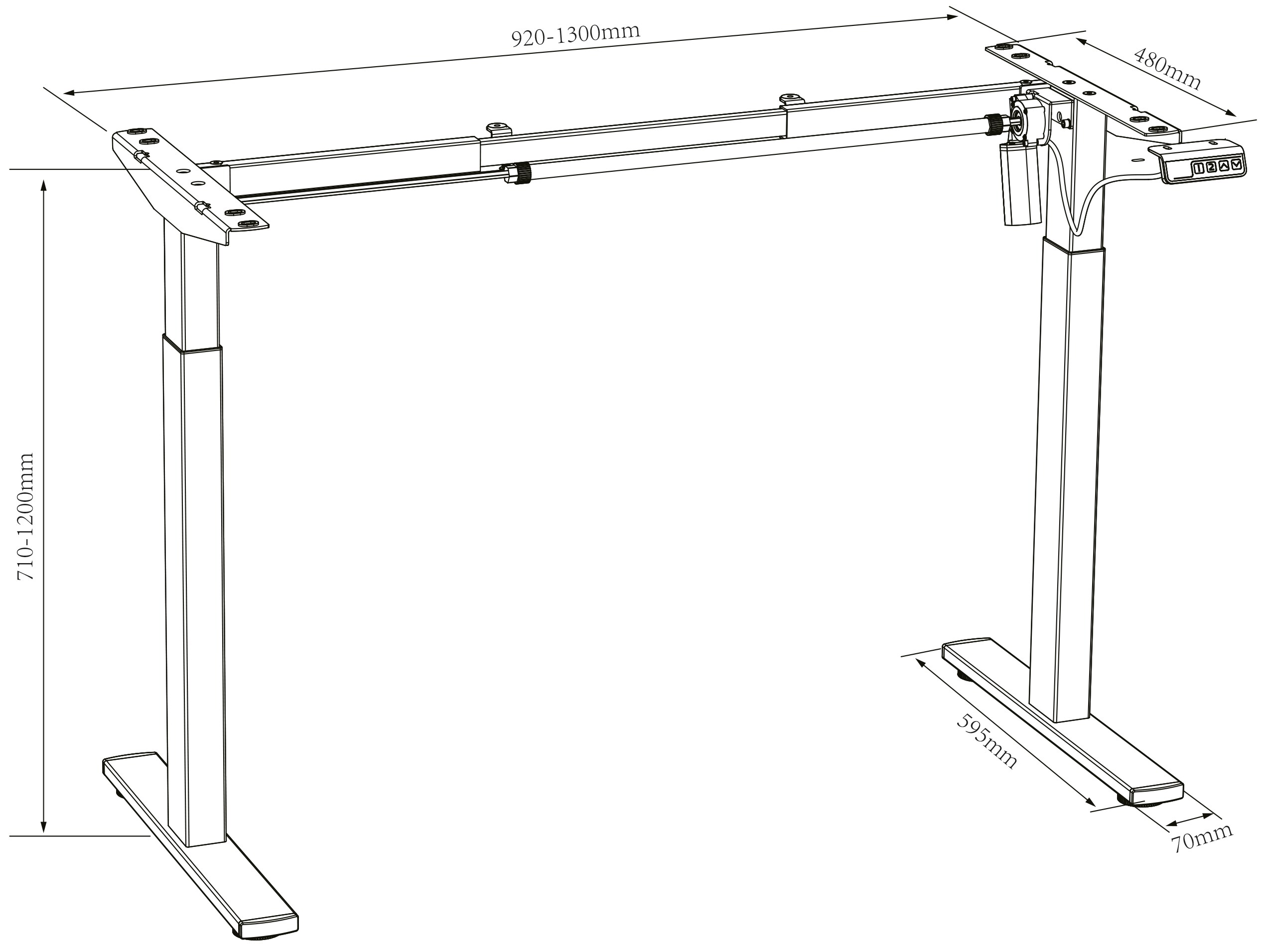 VCM Höhenverstellbarer Schreibtisch stufenlos elektrisch höhenverstellbar Lona 140x80 Schwarz