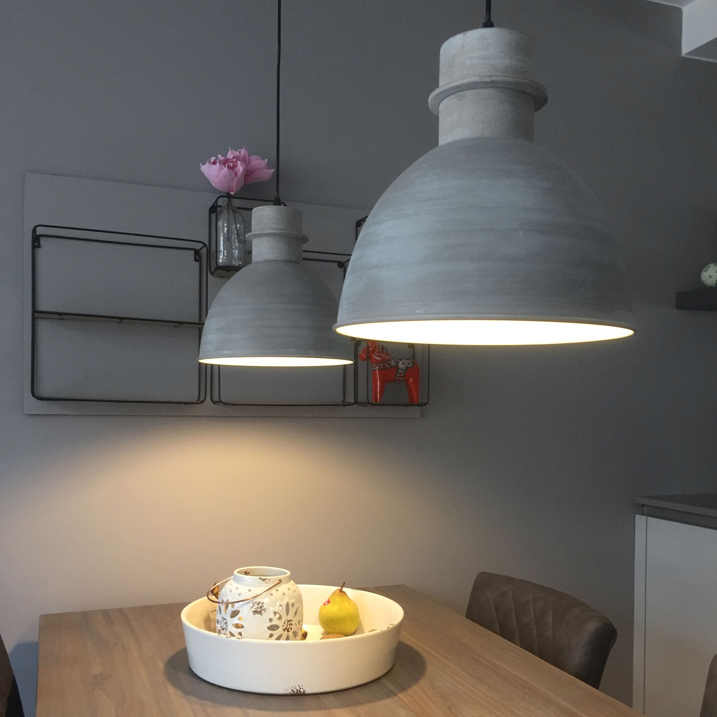 Set van 2 landelijke hanglampen grijs - Dory
