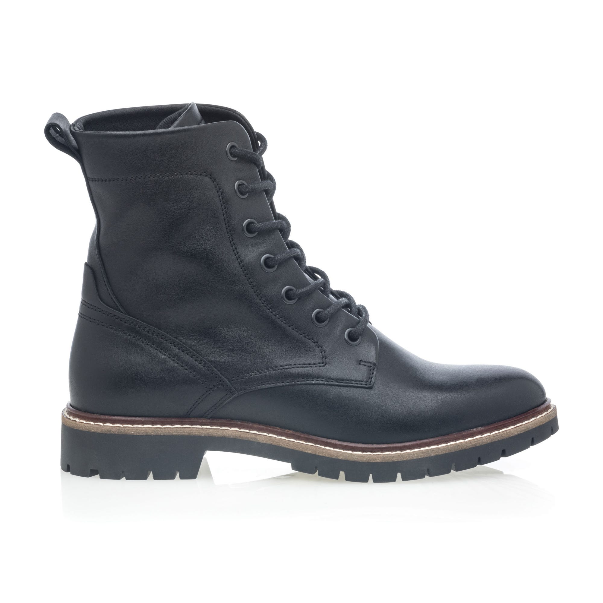 Bottines à lacets Femme en cuir noir