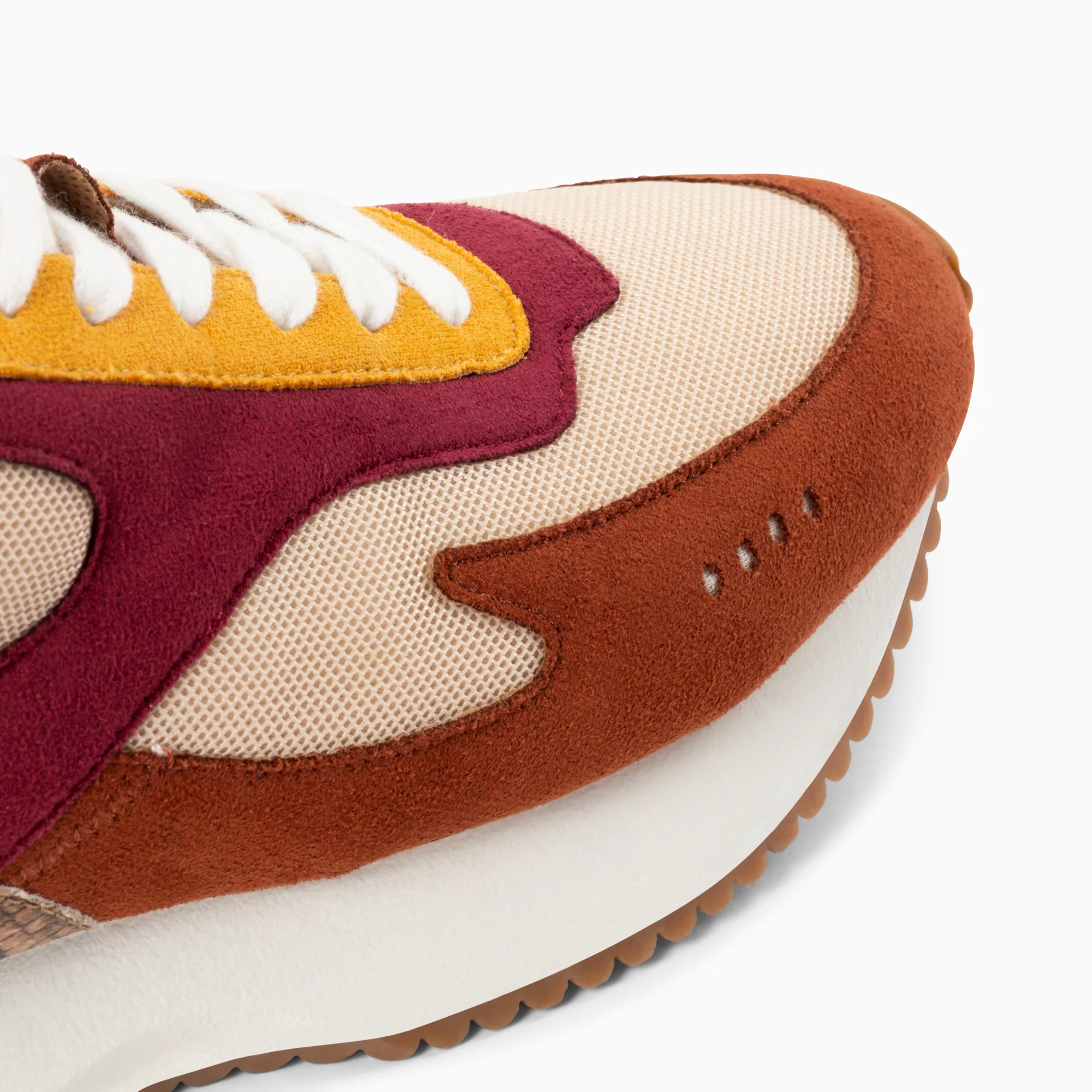Sneakers-Baskets Anouk marron et beige à semelle running