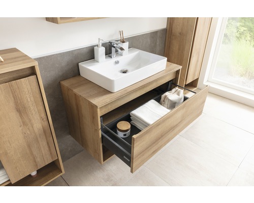 Wastafelmeubel FACKELMANN Natura BxHxD 93,5 x 52,5 x 45,5 cm Frontkleur eikenhoutdecor 79702