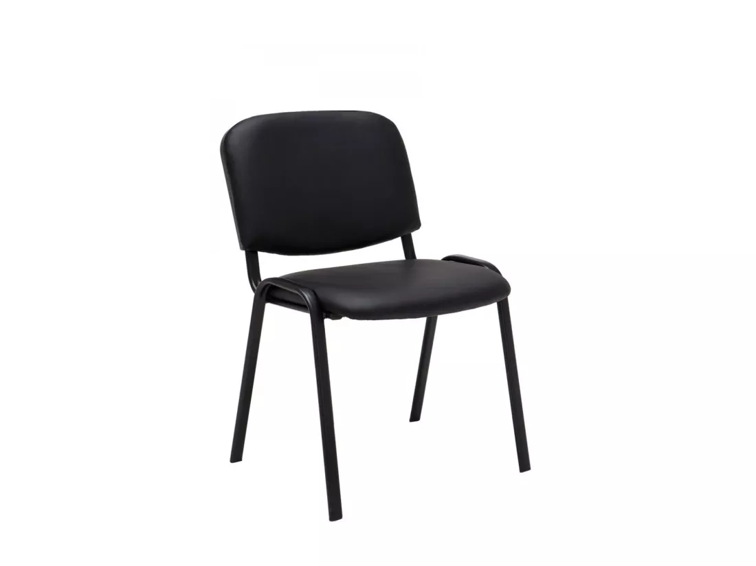 Lot de 12 Chaise de conférence - Similicuir & Métal noir mat - Noir - Ken