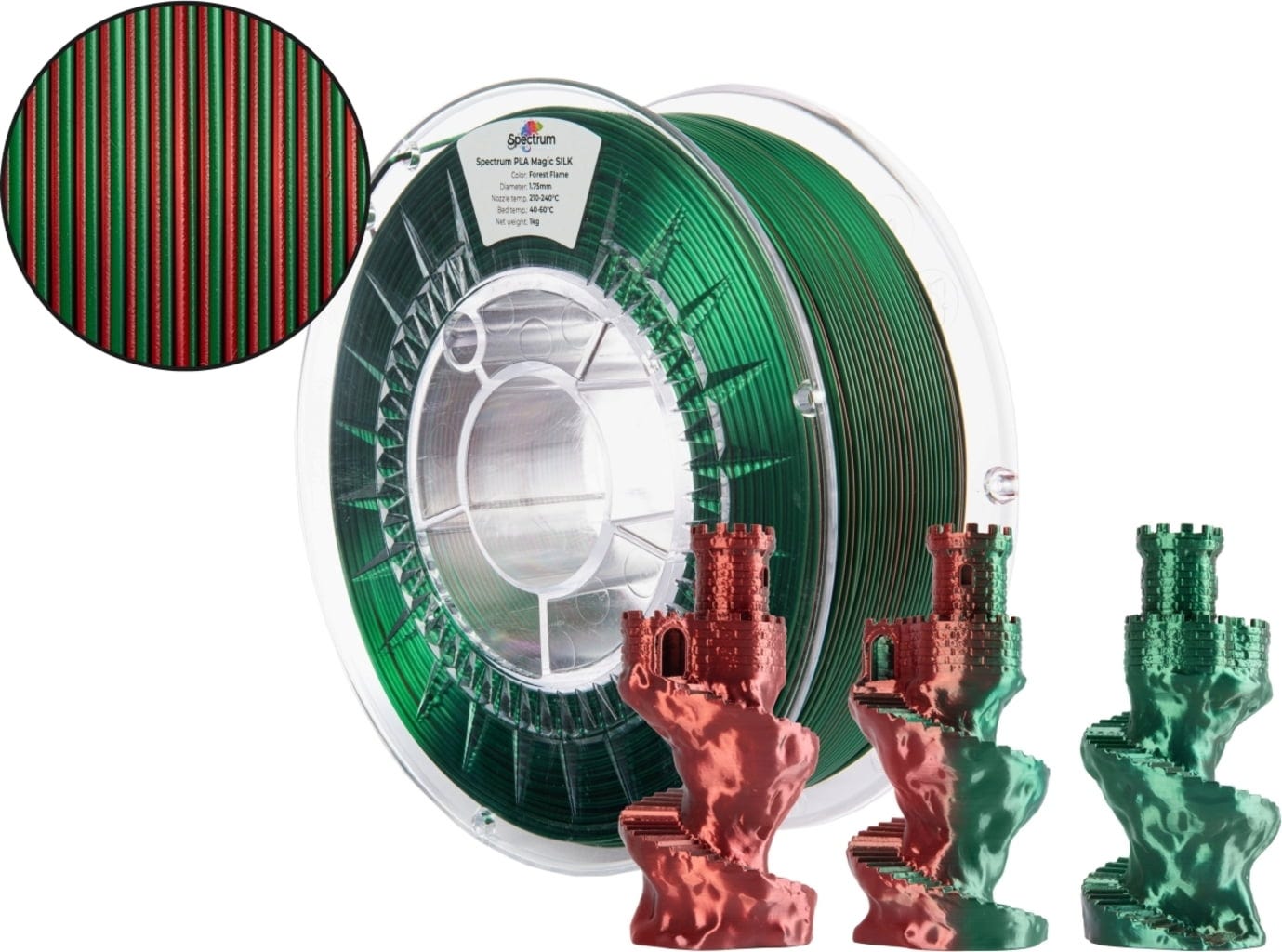 Spectrum  PLA Magic Silk Forest Flame, 1,75 mm / 1000 g    Seidiges PLA Finish in Forest Flame