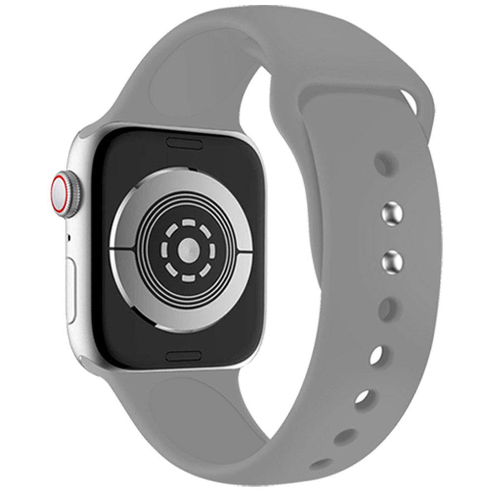 Apple Watch (49/46/45/44 mm) Silikon Sport Armband mit Doppelverschluss (Gelenkumfang: 175-205mm) - Grau