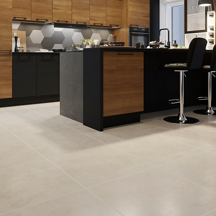 Carrelage sol ivoire 61,6 x 61,6 cm Konkrete