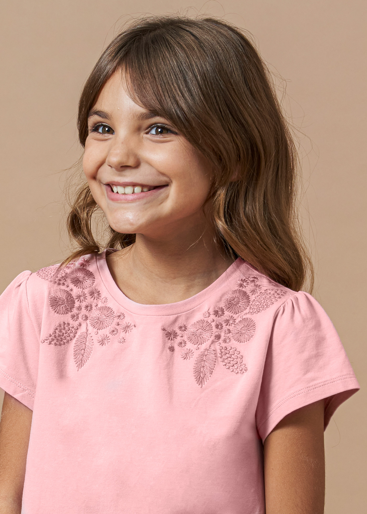 Camiseta floral bordada Quartz para meninas