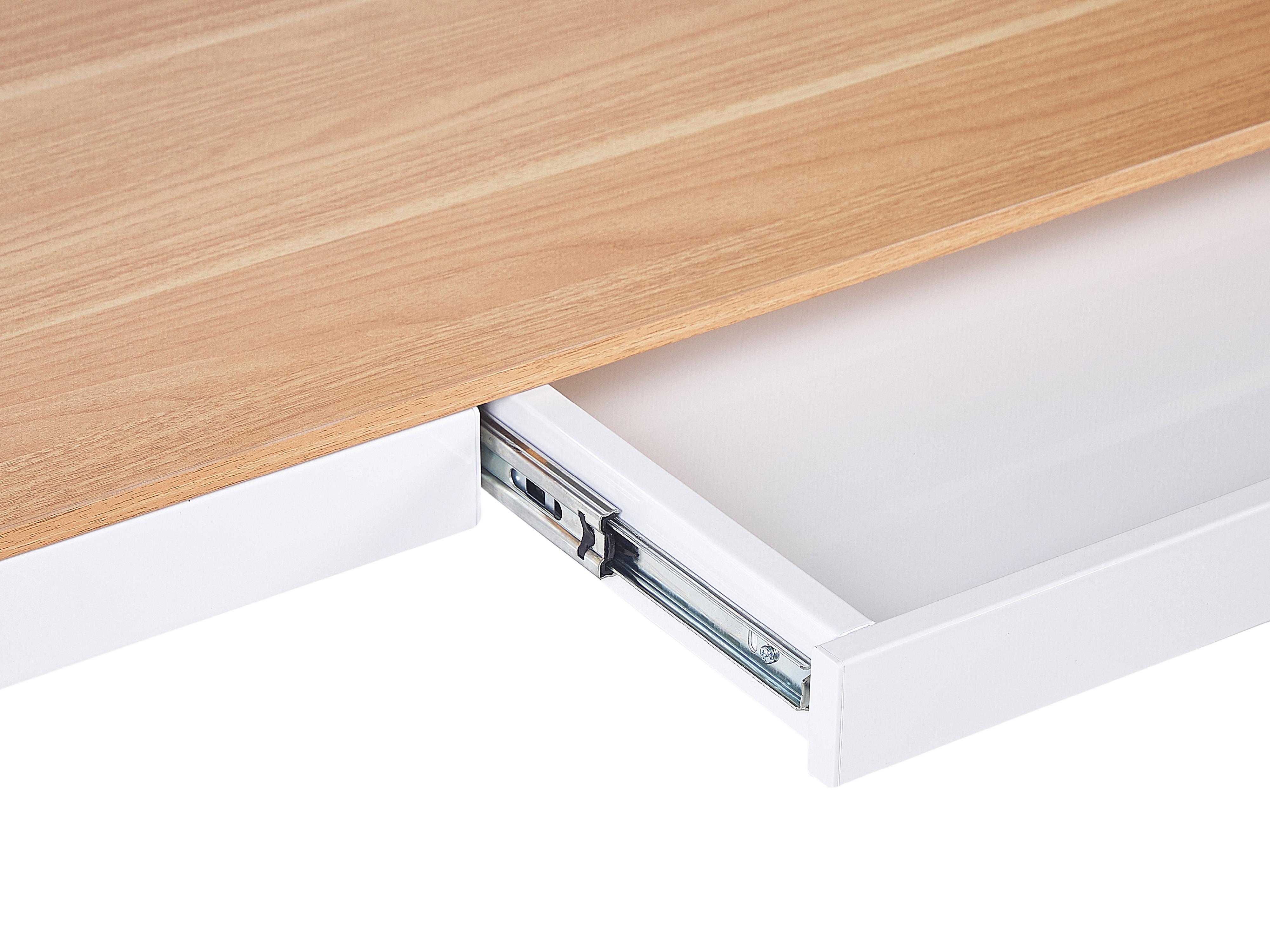 Elektrisch verstelbaar sta-bureau KENLY Bruin/wit 120 cm 60 cm met USB-poort