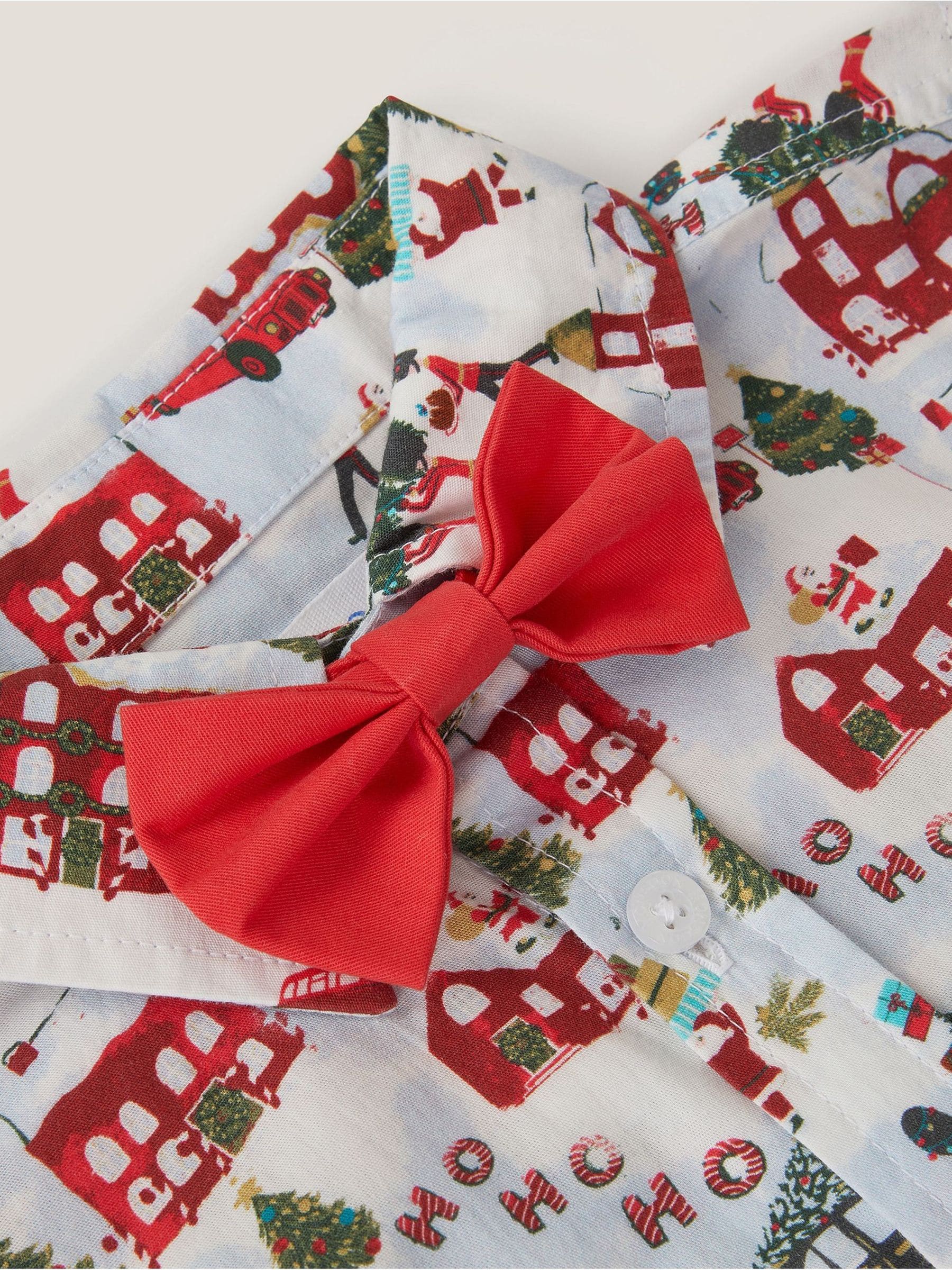 Monsoon Londen Kerstmis Print overhemd & Strik Set