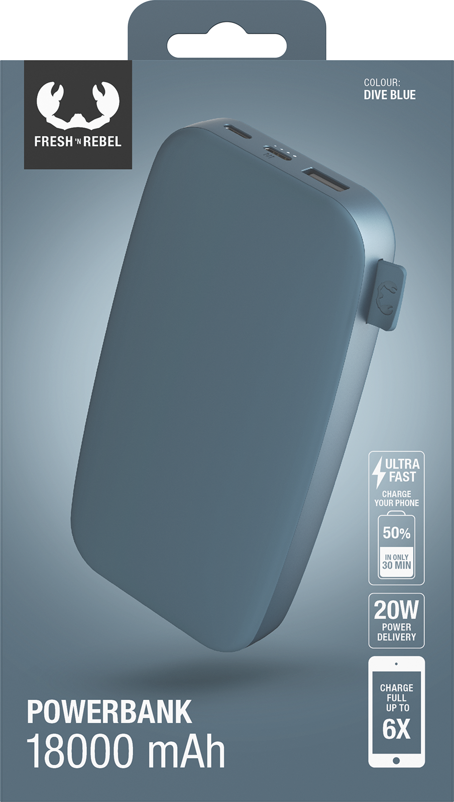 (12000mAh) USB C / USB A Power Bank Fast Charger PD Ladegerät (2PB12100DV) - Dive Blue