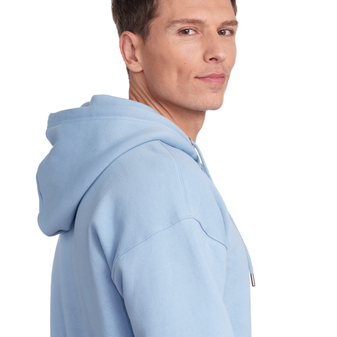 Jonas Nielsen Herren Hoodie mit kleiner Logo-Stickerei hellblau