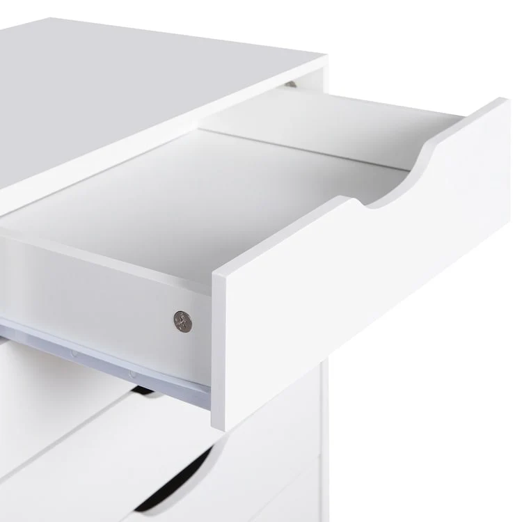 Narrow Wooden 9-Drawer Cabinet with Smooth-Glide Drawers and Top Storage Shelf