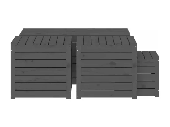 Ensemble de boîtes de jardin 4 pcs gris bois de pin massif