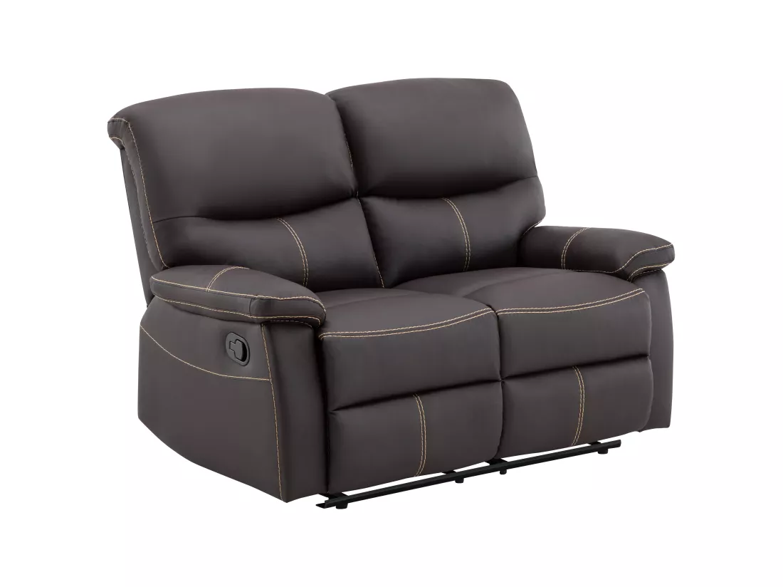 Canapés 3 places 2 places et un fauteuil relax en simili marron CANBY