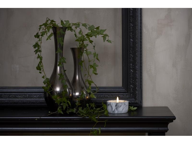 Star Trading LED-Kerze Pillar Flamme Marble Ø 10 x 7.5 cm, LED Kerze mit tanzender Flamme