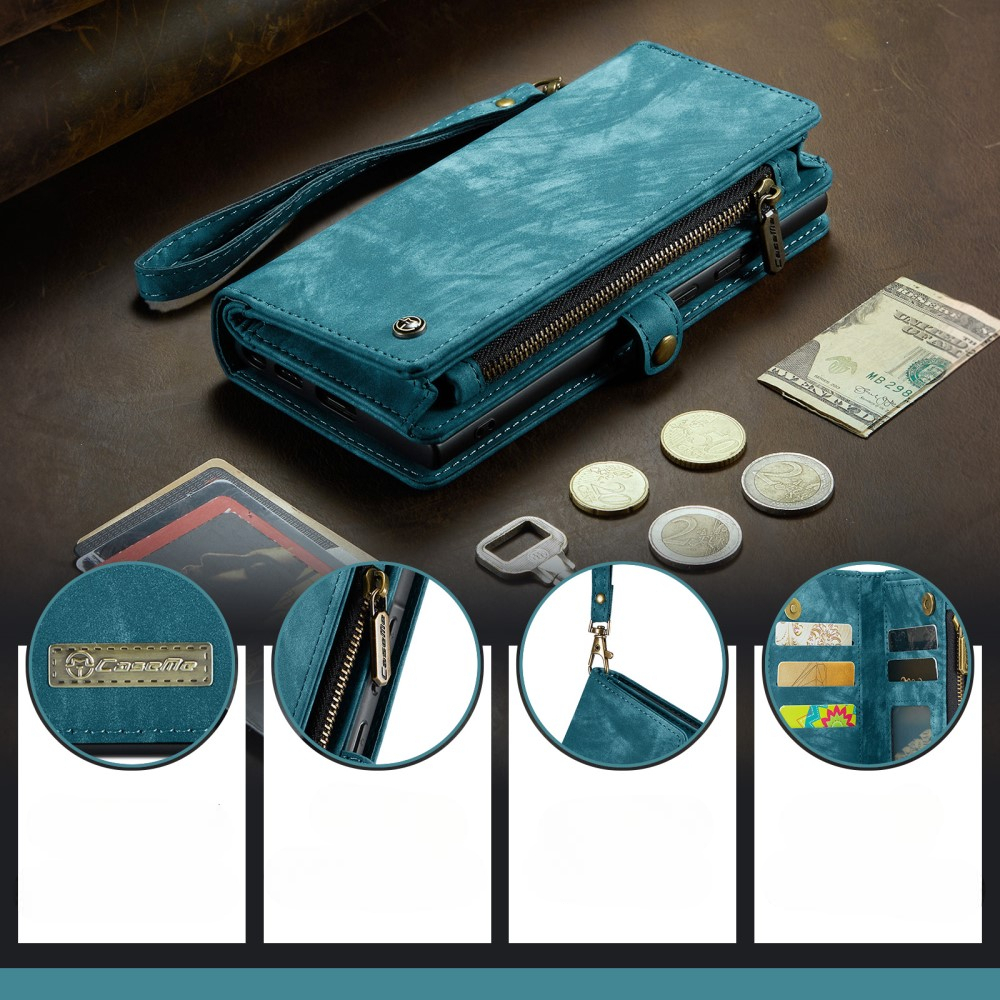 Samsung Galaxy A56 2in1 Leder Tasche   Magnet Hardcase Karten Etui - Blau