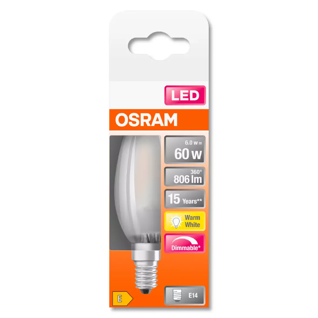 LED-Kerze matt E14/ 5,5Watt/ Energie E