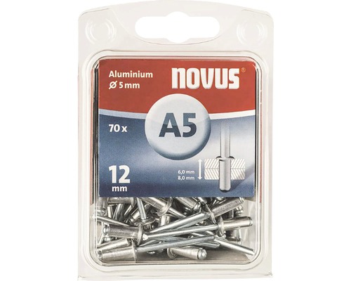 Blindklinknagels Novus aluminium Ø 5x12 mm verpakking van 70