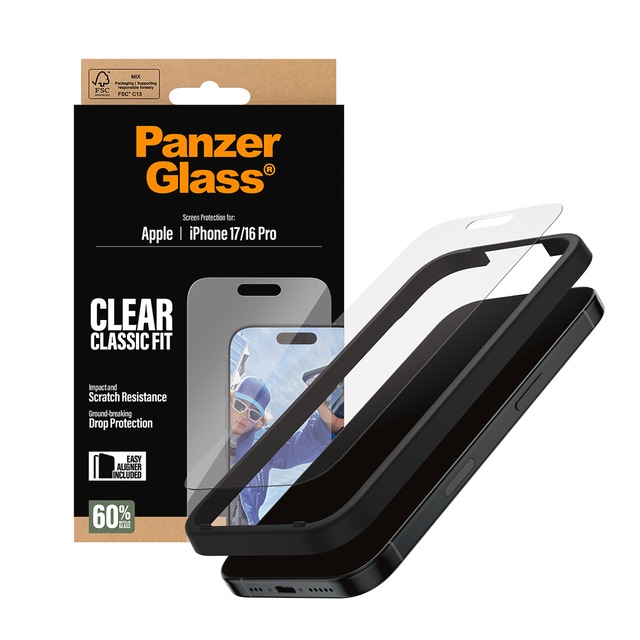 CARE by PanzerGlass Displayschutzglas »Classic Fit Screen Protector« für Apple iPhone 17;Apple iPhone 16 Pro Displayschutzfolie, Schutzfolie, Bildschirmschutz, kratz- & stossfest