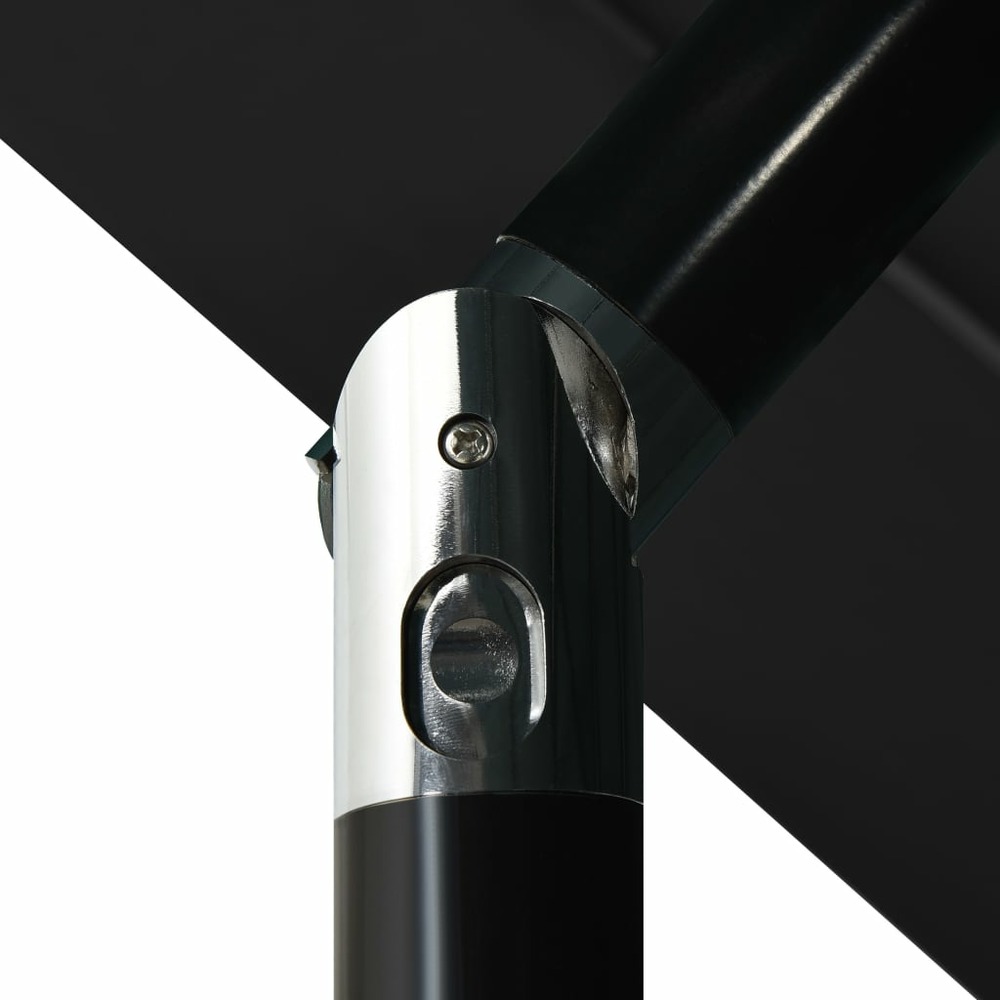 Parasol mobilier de jardin à 3 niveaux avec mât en aluminium 3,5 m noir