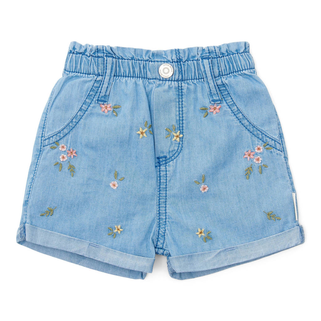 Little Dutch gebloemde denim short blauw