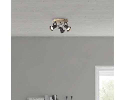 Plafondspot Rondell 3-lichts HxØ 13x28 cm bruin/zwart