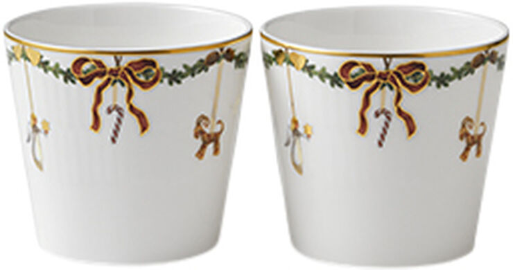 Royal Copenhagen Stjerne Riflet Jul 7 cm. skåle 2 stk. Hvid, multi